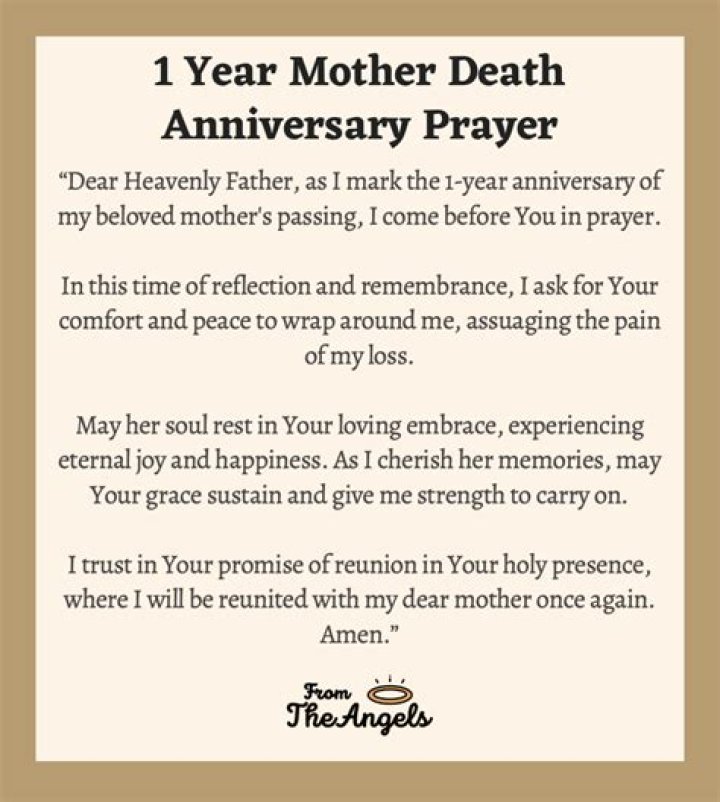 1 Year Mother's Death Anniversary 6 Prayers For God's Blessings