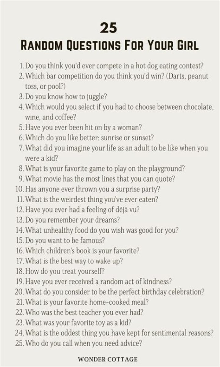 245 Questions To Ask Your Girlfriend Wonder Cottage