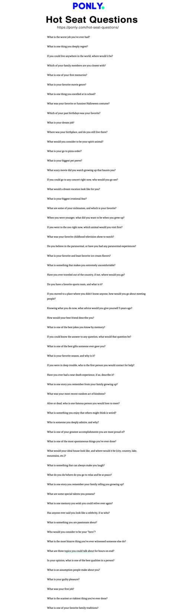 60 Very Best Hot Seat Questions 2023