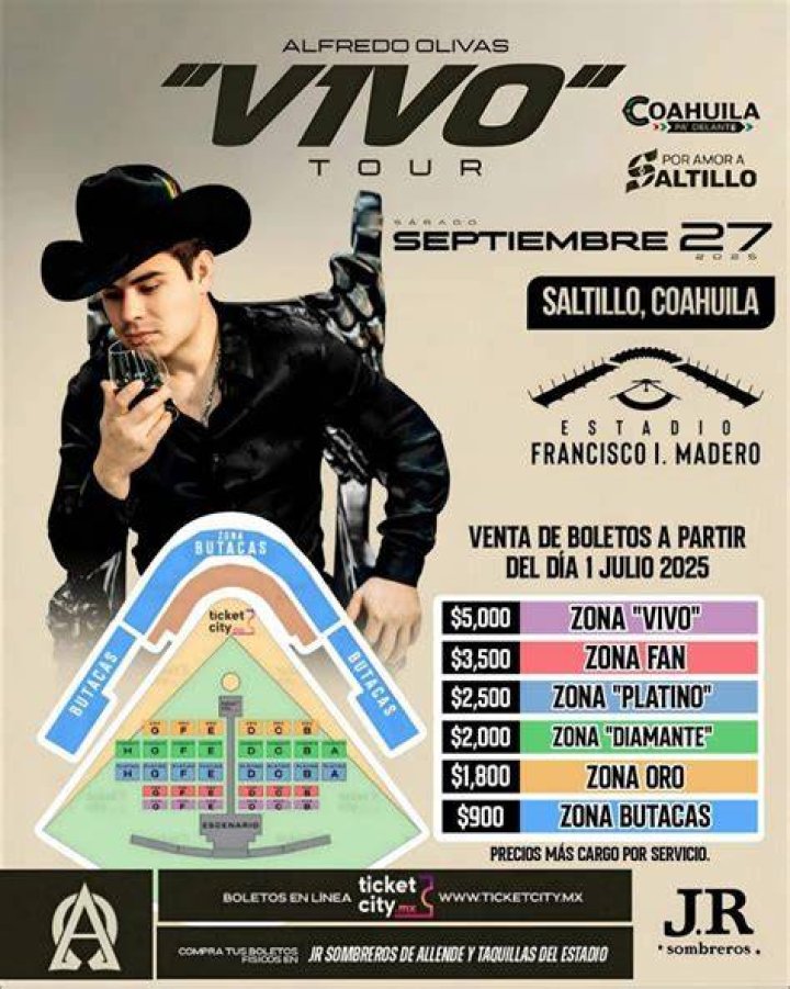 Alfredo Olivas en Saltillo cu&aacute;ndo, d&oacute;nde y costo de boletos