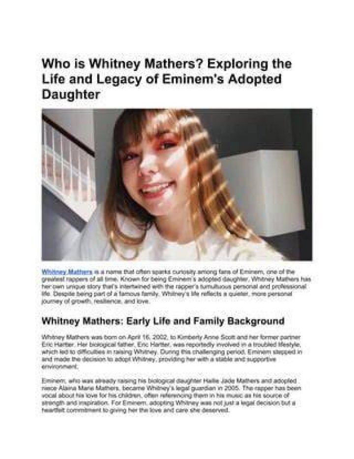 All About Whitney Mathers: Exploring The Life And Influence Of Eminem's Mother