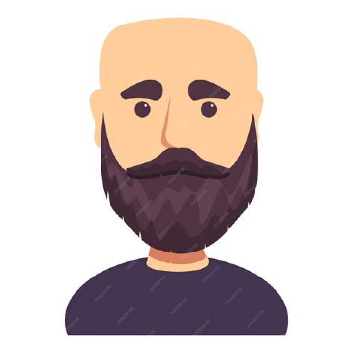 Bald dark haired man with beard icon cartoon Vector Image