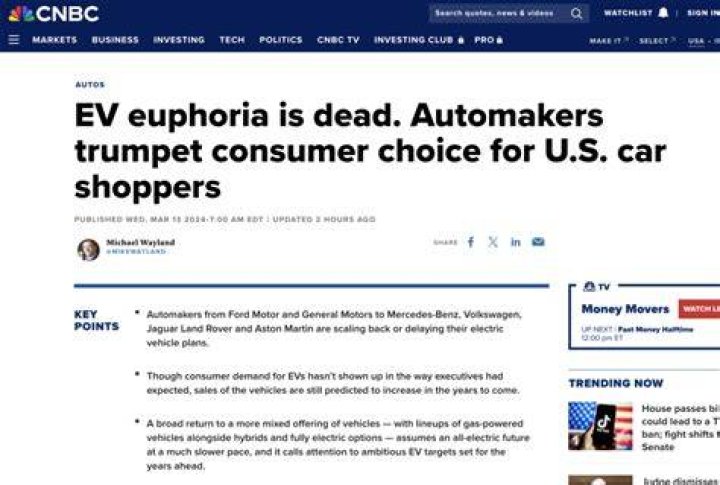 CNBC &lsquo;EV euphoria is dead&rsquo; Automakers &lsquo;scaling back or delaying