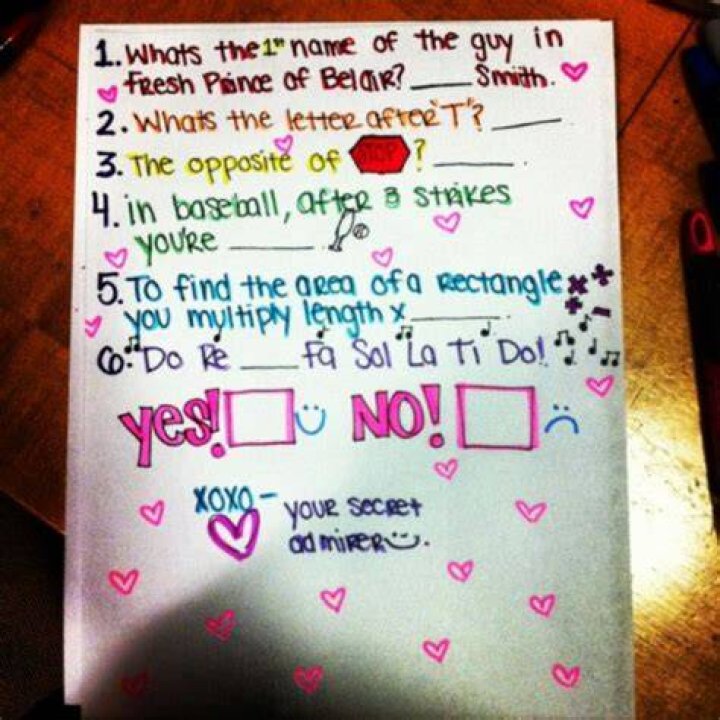 Cute Secret Admirer Notes
