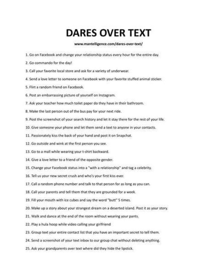 Dares To Give A Guy Over Text