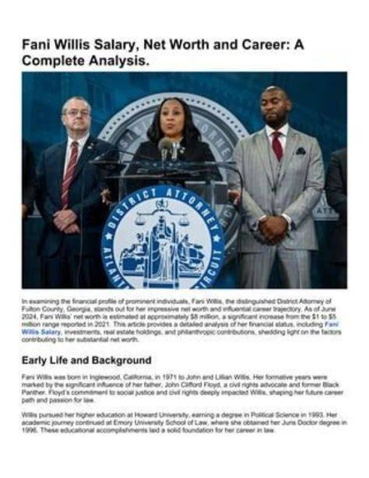 Explore Fani Willis's Salary Forecast For 2024