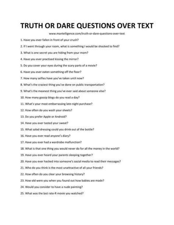 Good Dares For Truth Or Dare Over Text