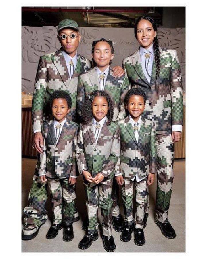 Happy families! Pharrell Williams triplets