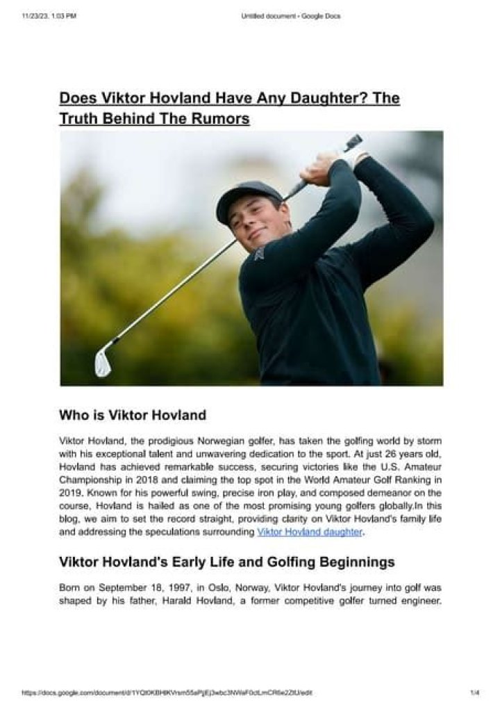 How Old Is Viktor Hovland's Daughter: The Truth Revealed
