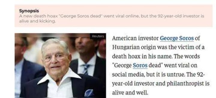 Is George Soros Dead Or Alive? How Did?