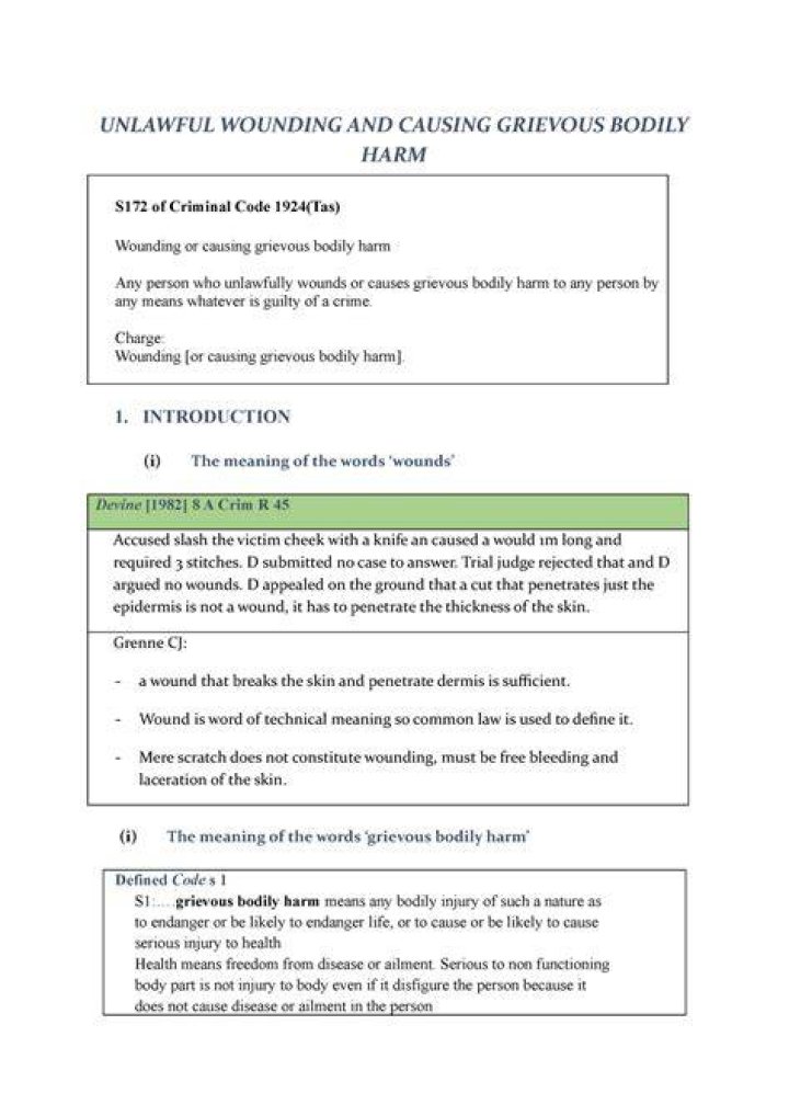 Learn Sentencing Guidelines For Grievous Bodily Harm With Intent