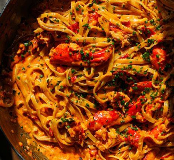 Lobster Pasta with Chili and Garlic Sprinkles and Sprouts