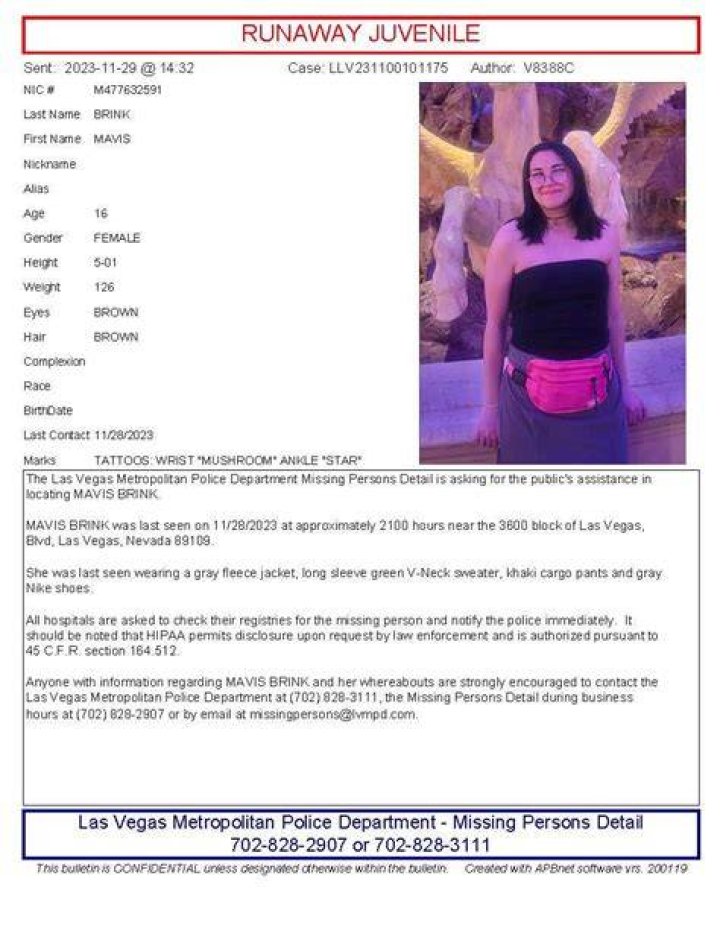 mavis brink missing and mavis brink las vegas nv