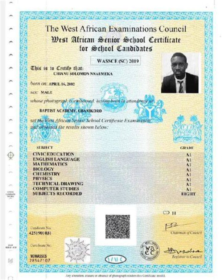 Original WAEC Result Sample Universities, Polytechnics, Colleges And
