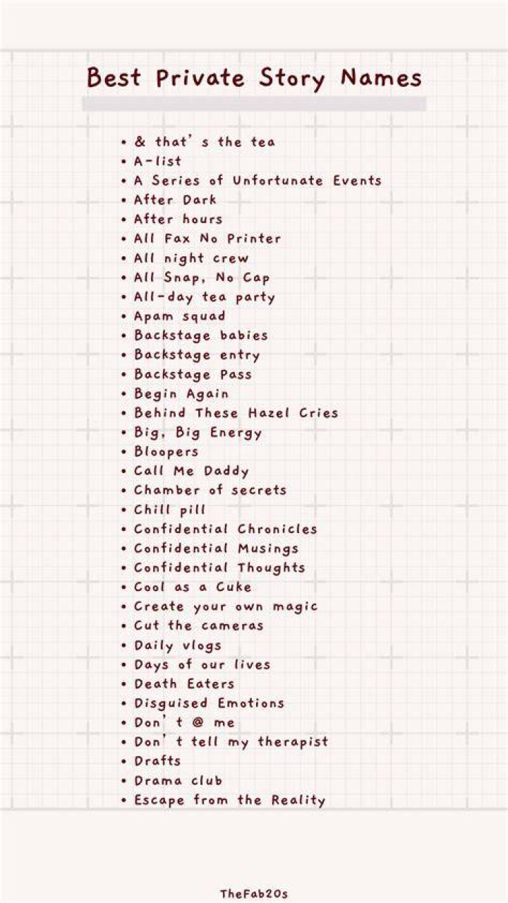 Private Story Names For Snap