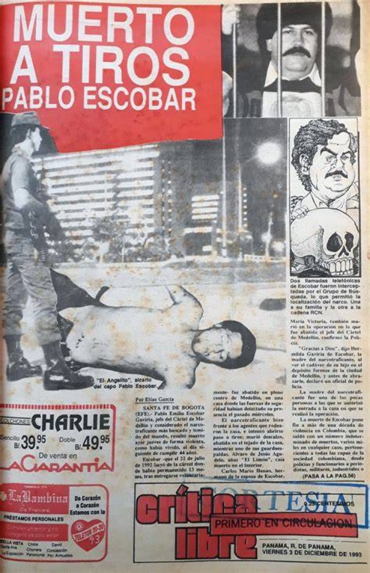 Proyecto Pablo Escobar Muerte de Pablo Escobar. Secuencia fotogr&aacute;fica