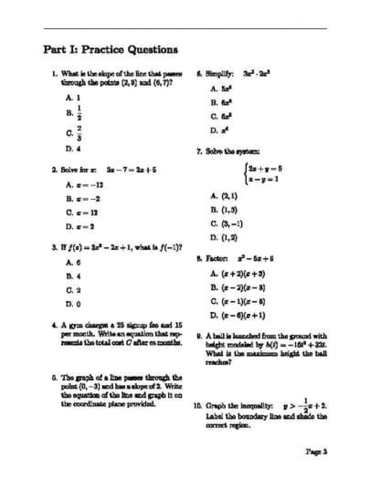 ***Question 1 Tennessee Algebra 2 EOC Practice Test YouTube