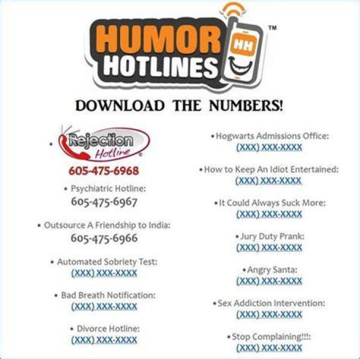 Rejection Hotline Numbers Funny