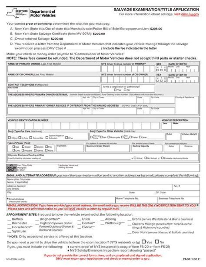 Salvage Application for new york Is this a corporation or partnership