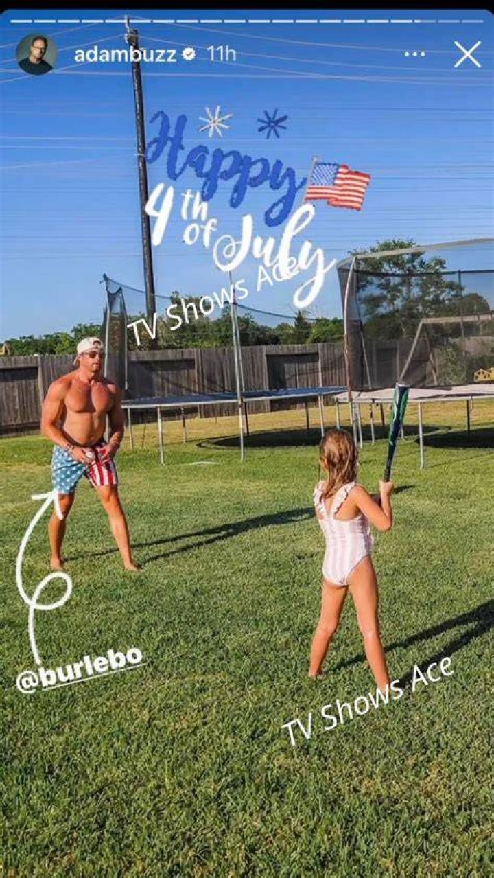 Shirtless Adam Busby&rsquo;s Muscles Bulging In Backyard Baseball Game