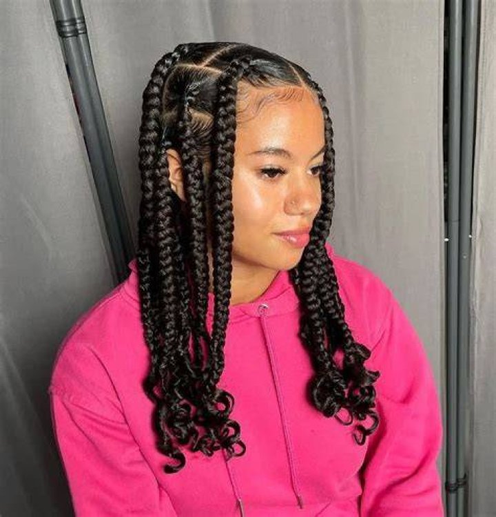 Short Jumbo Knotless Braids With Curly Ends bmpbest