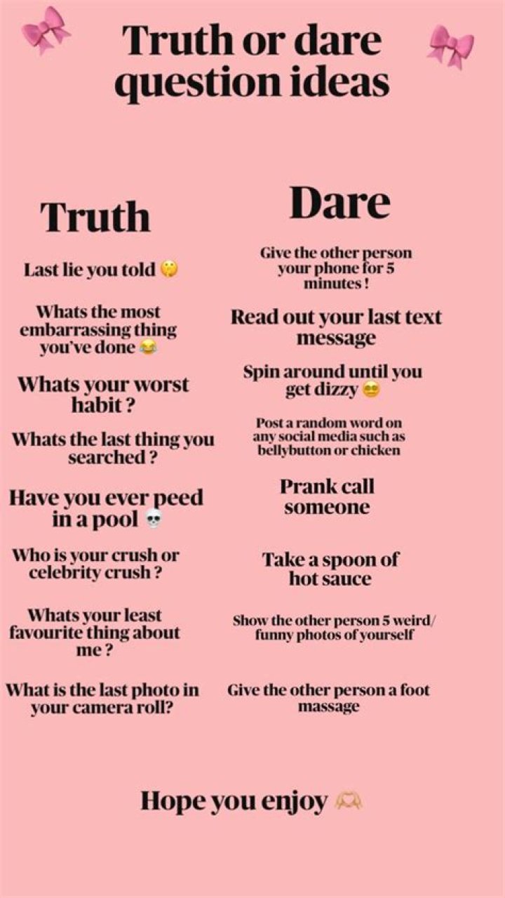 truth or dares Good truth or dares, Truth and dare, Funny truth or dare