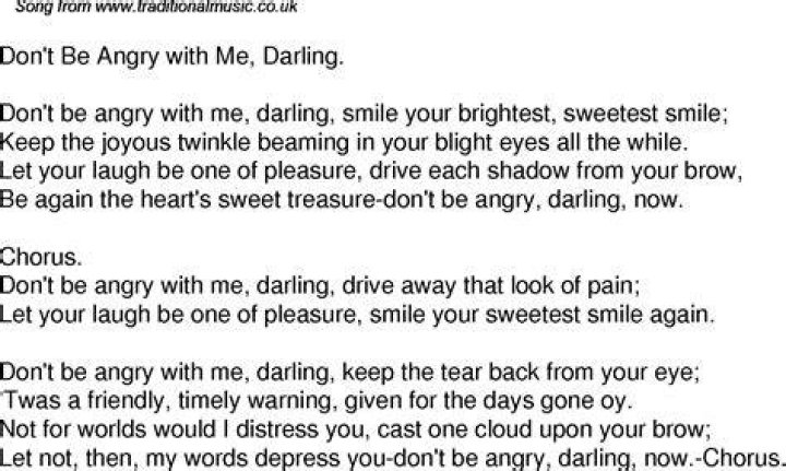 Ultimate "Don't Be Angry With Me Darling" Lyrics: Soulful Expression Of Love And Heartbreak