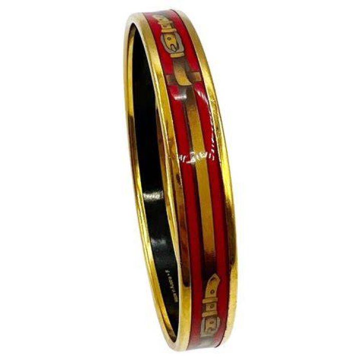 Vibrant Orange Enamel Bangle Bracelet of Alison Oliver as